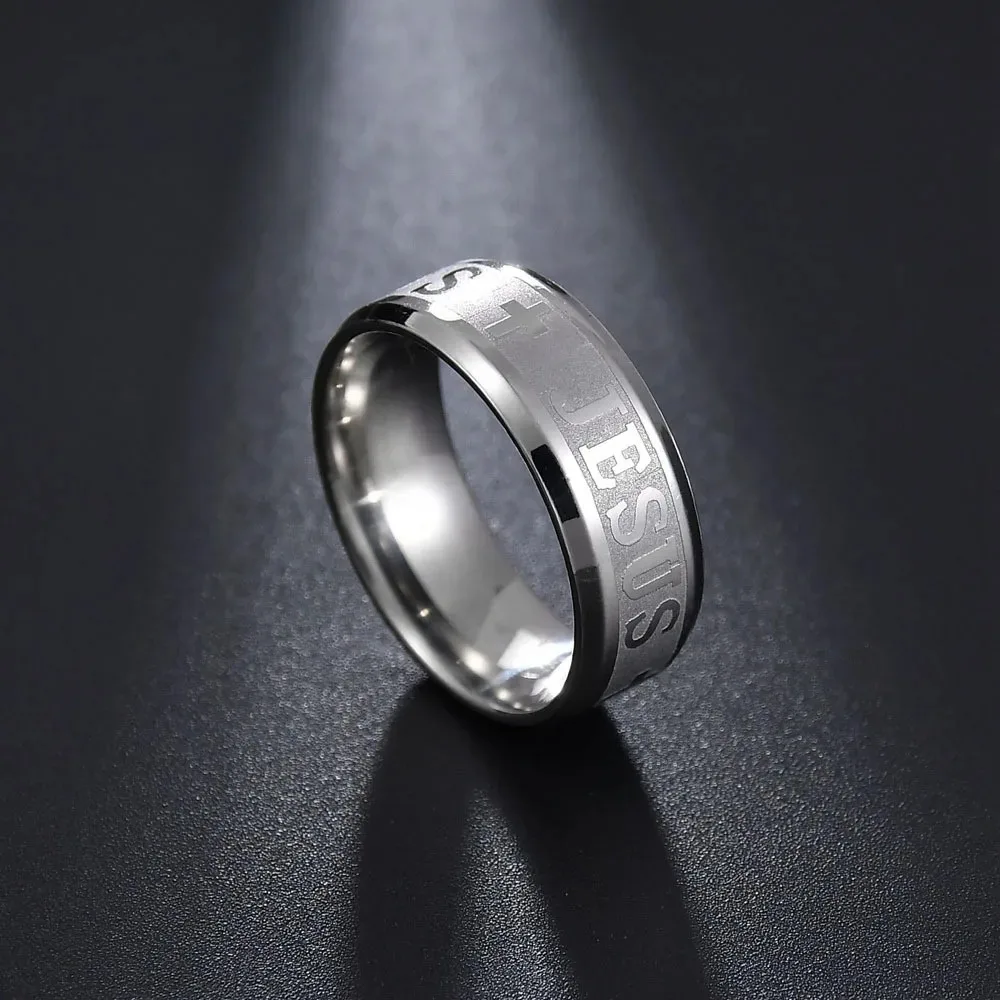 Jesus Cross Titanium Steel Ring Amen Artisan - Image 3
