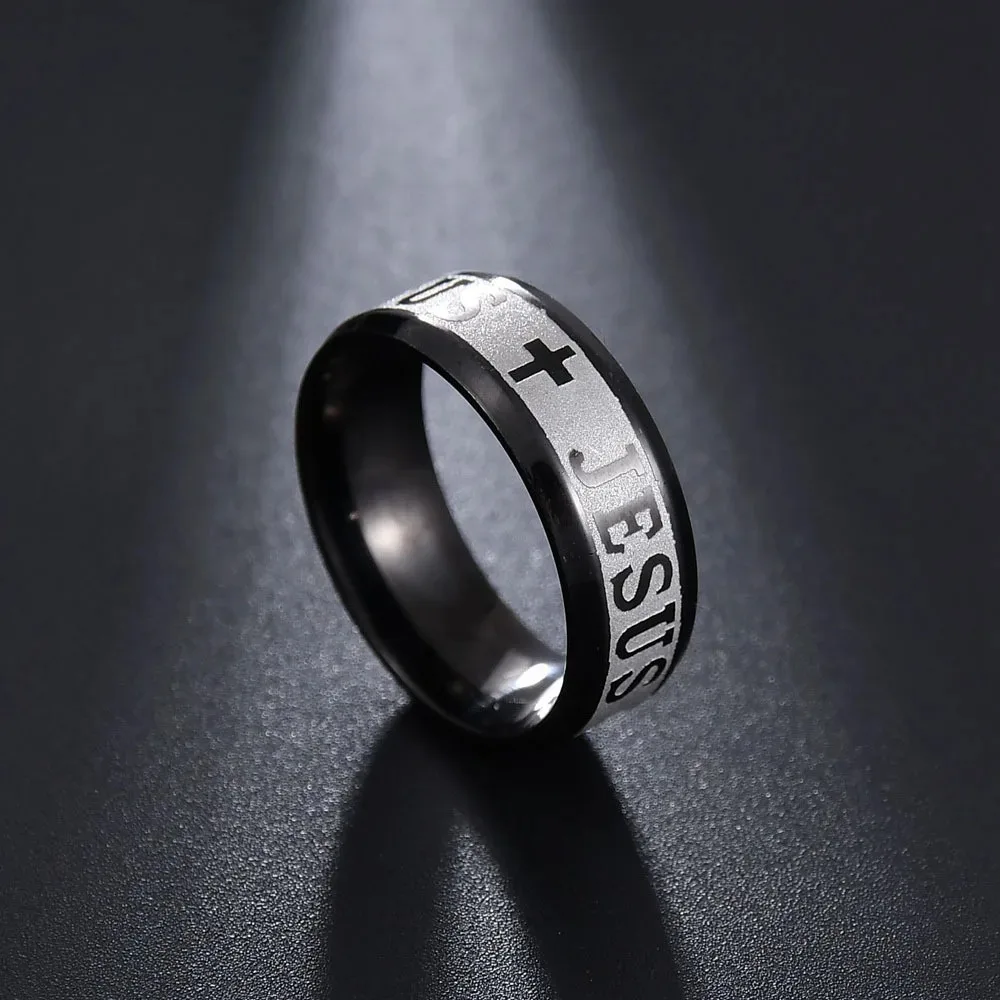 Jesus Cross Titanium Steel Ring Amen Artisan - Image 4