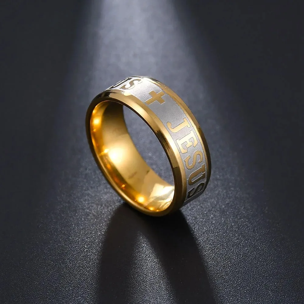 Jesus Cross Titanium Steel Ring Amen Artisan - Image 5