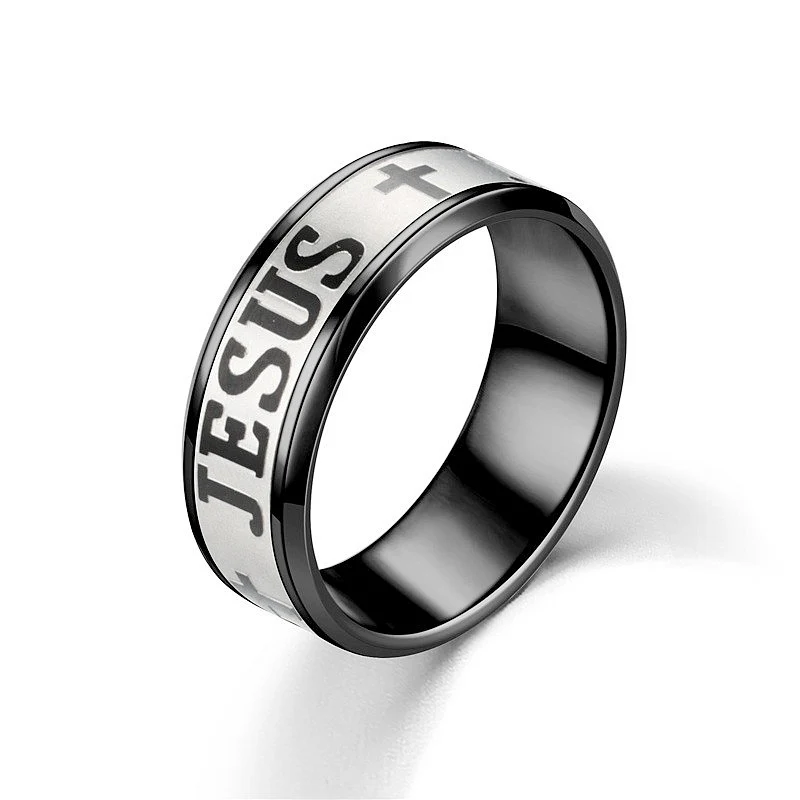 Jesus Cross Titanium Steel Ring Amen Artisan - Image 6