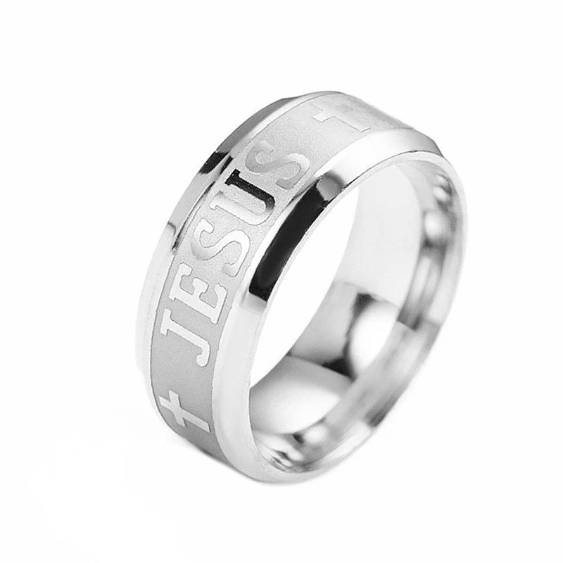 Jesus Cross Titanium Steel Ring Amen Artisan - Image 8