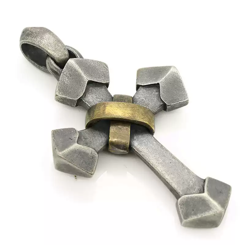 Brass Wrap 925 Sterling Silver Cross Pendant Necklace - Image 3