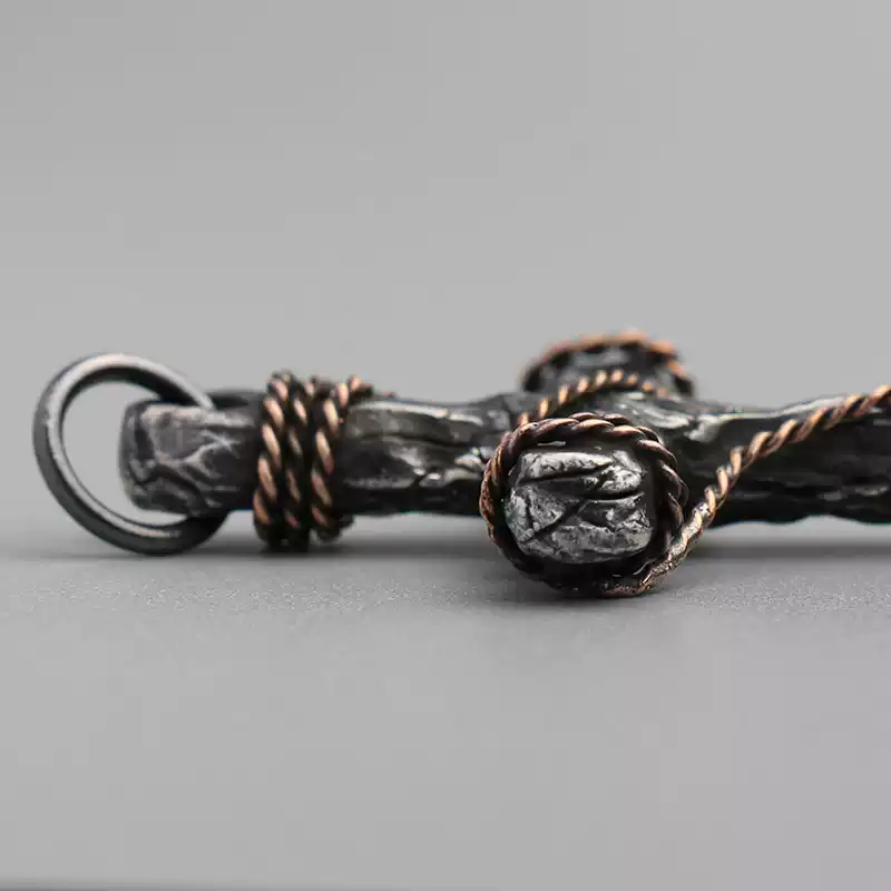 925 Sterling Silver Cracked Cross Pendant Necklace - Image 4