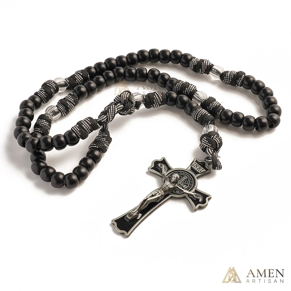 【Deal Today】Tactical Paracord Rosary — Matte Black Beads, Military-Grade Strength, Warrior’s Faith - Image 3