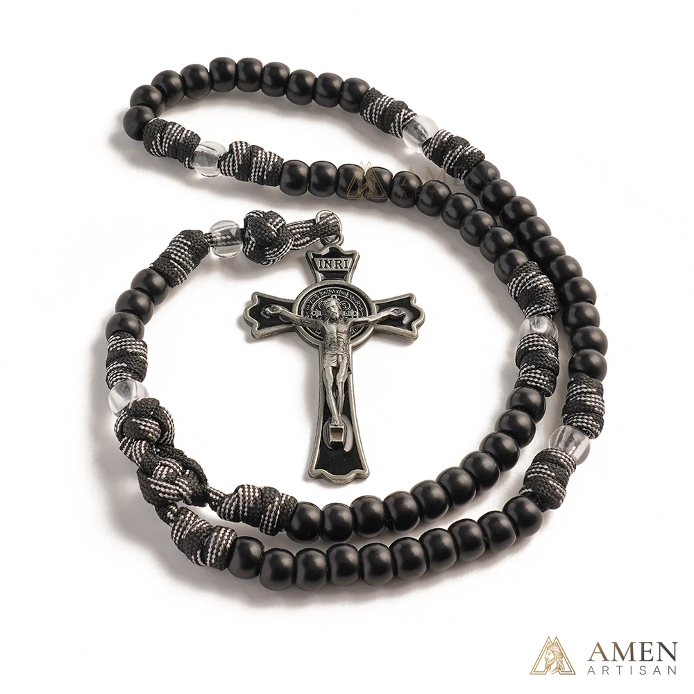 【Deal Today】Tactical Paracord Rosary — Matte Black Beads, Military-Grade Strength, Warrior’s Faith - Image 4