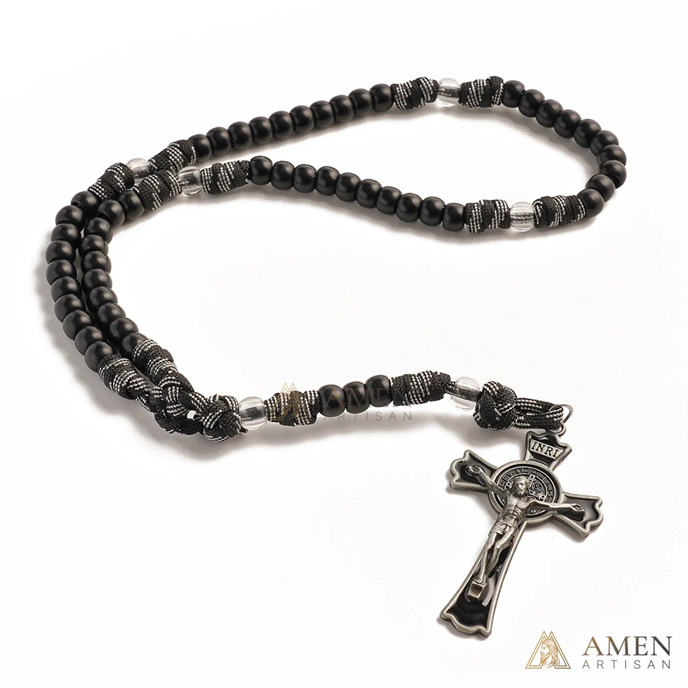 【Deal Today】Tactical Paracord Rosary — Matte Black Beads, Military-Grade Strength, Warrior’s Faith - Image 5