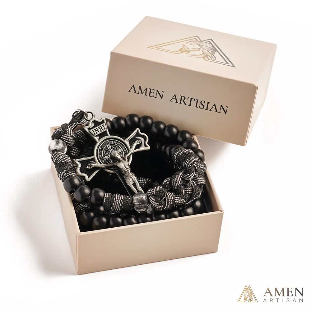 【Deal Today】Tactical Paracord Rosary — Matte Black Beads, Military-Grade Strength, Warrior’s Faith - Image 7