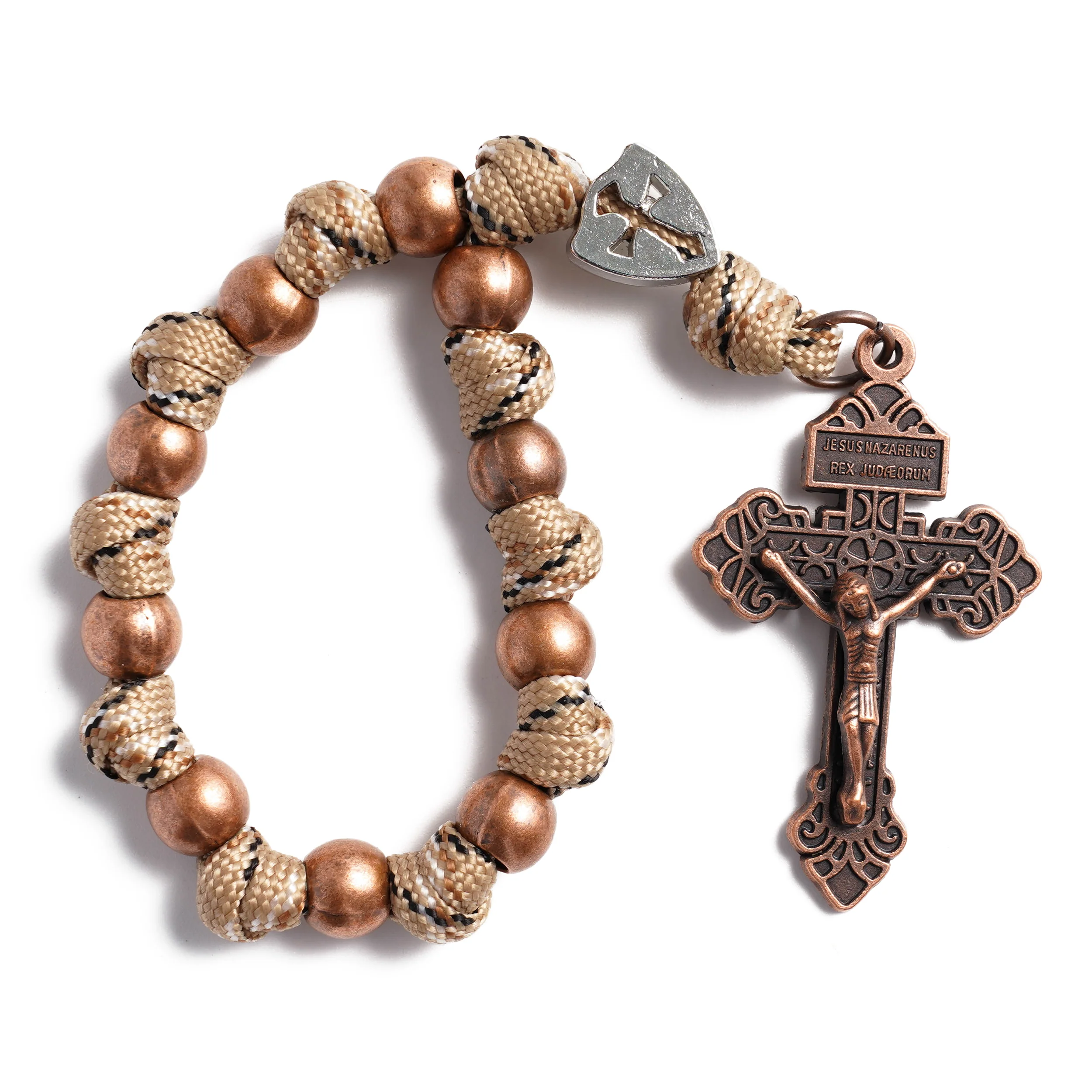 Military-Grade Paracord Pocket Rosary with Antique Bronze Beads Amen Artisan - Image 12
