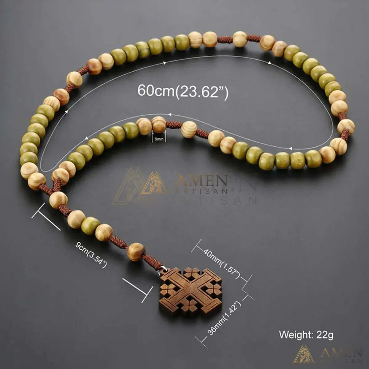 Wooden Cross “Jerusalem” Rosary Amen Artisan - Image 4