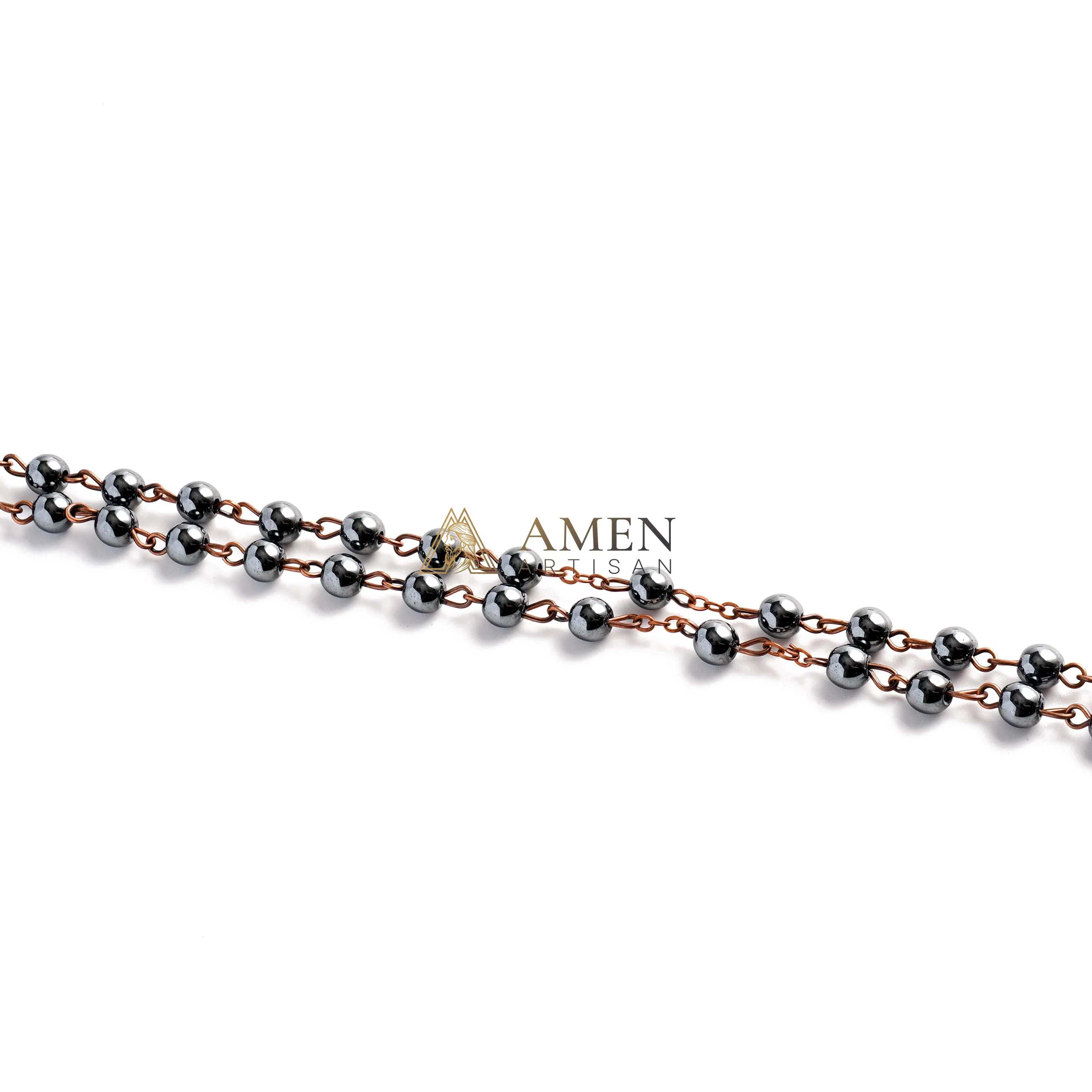 Hematite Rosary with Jerusalem Holy Land Amen Artisan - Image 3