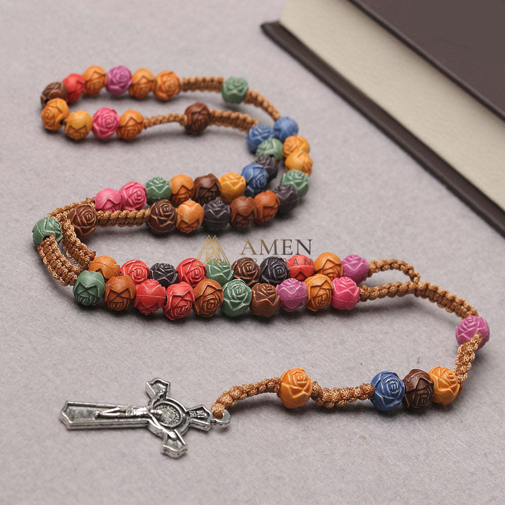 Colorful Rose Beads Rosary Amen Artisan - Image 3
