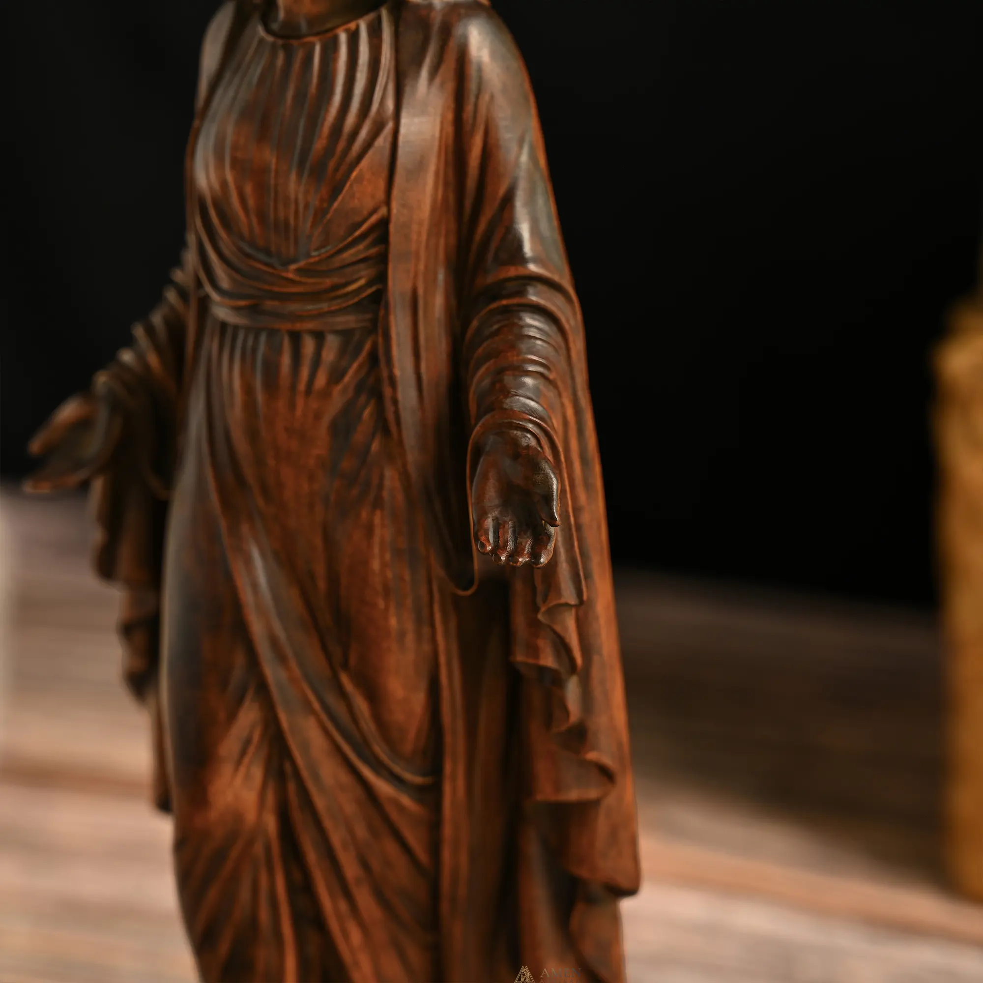 Our Lady of Grace Wood Carving Amen Artisan - Image 7