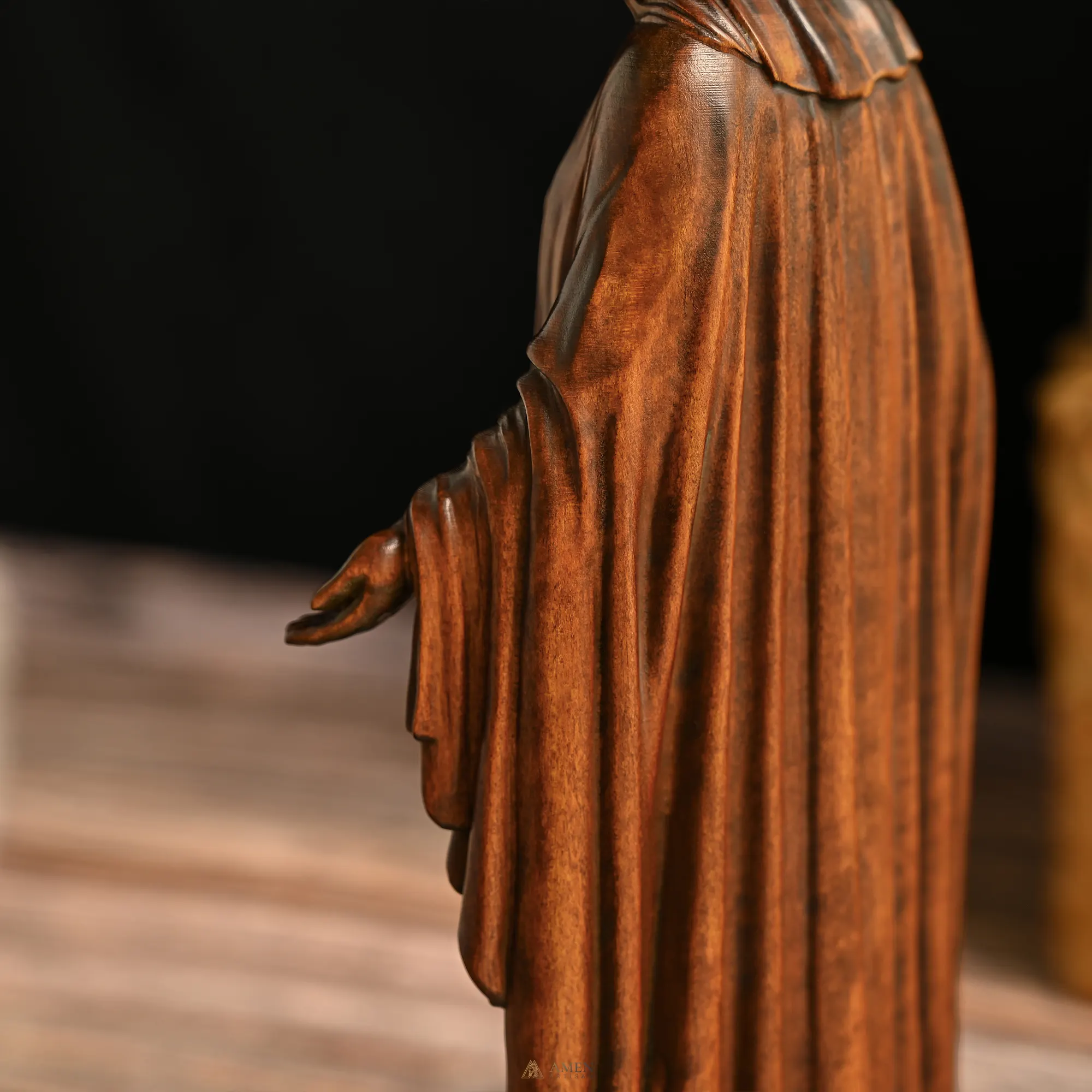 Our Lady of Grace Wood Carving Amen Artisan - Image 8
