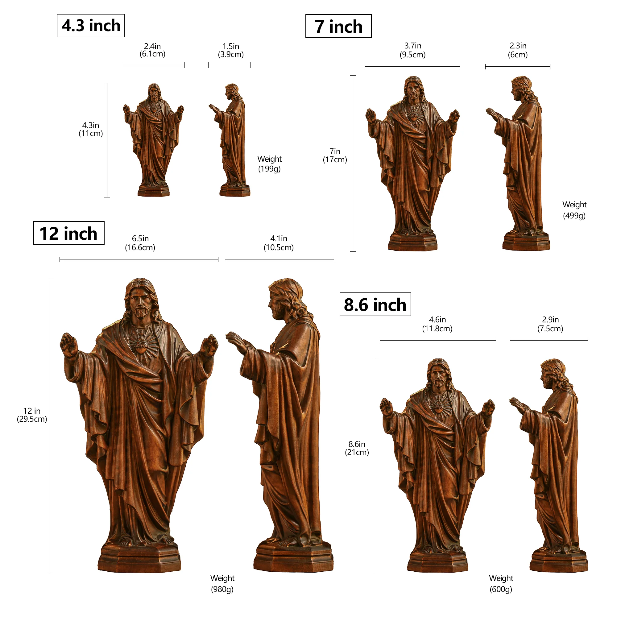 Sacred Heart of Jesus Wood Carved Figure Amen Artisan - Image 11