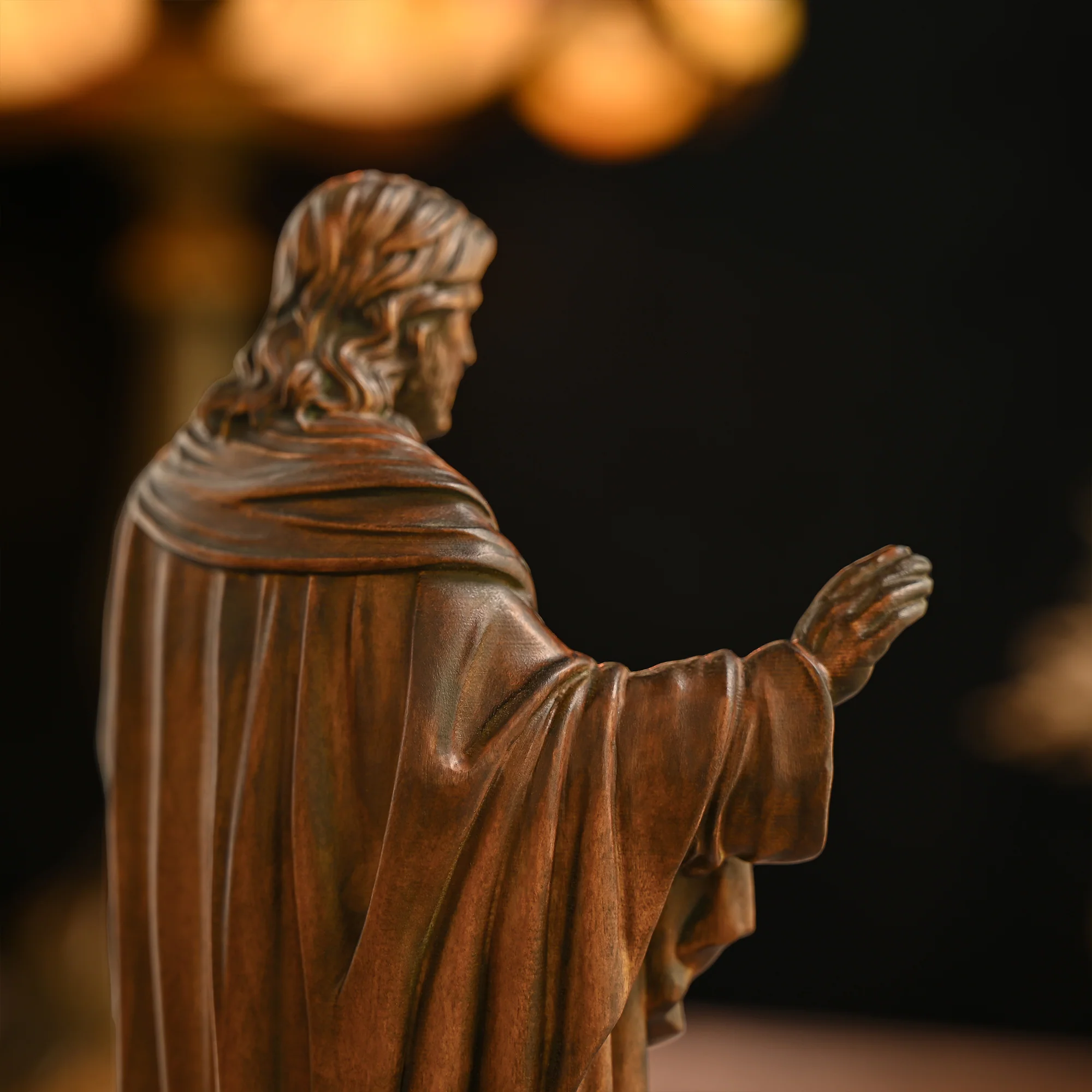 Sacred Heart of Jesus Wood Carved Figure Amen Artisan - Image 8