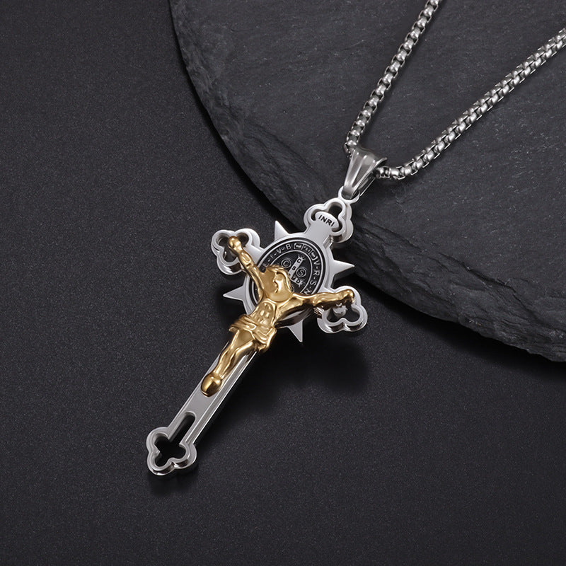 Saint Benedict Cross & Inscriptions Crucifix Necklace Amen Artisan - Image 3