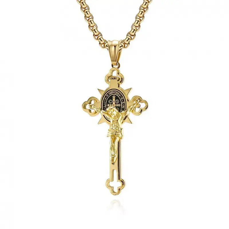 Saint Benedict Cross & Inscriptions Crucifix Necklace Amen Artisan - Image 6
