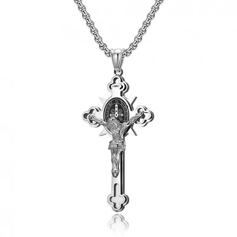 Saint Benedict Cross & Inscriptions Crucifix Necklace Amen Artisan - Image 7