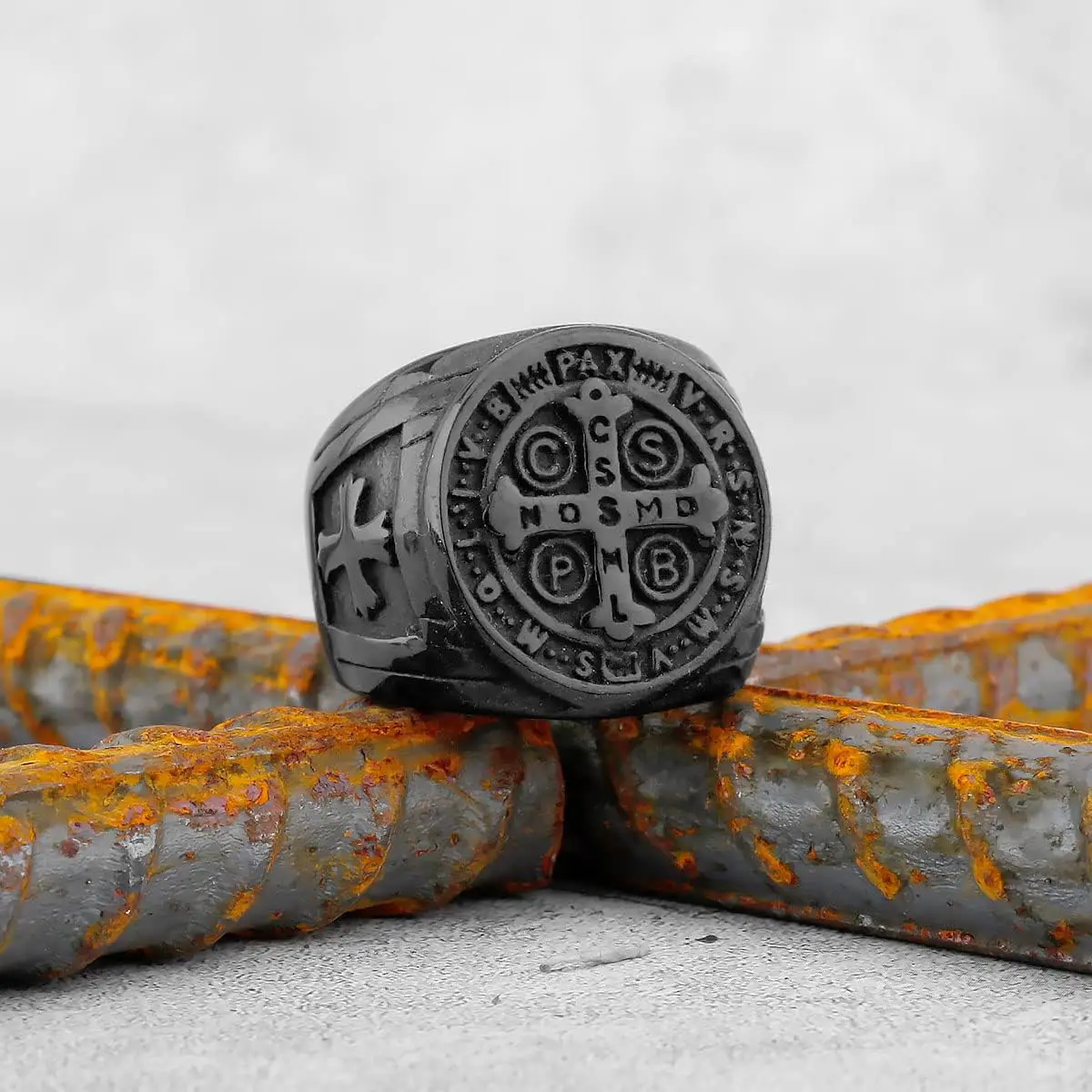 Saint Benedict Cross & Inscriptions Ring Amen Artisan - Image 4