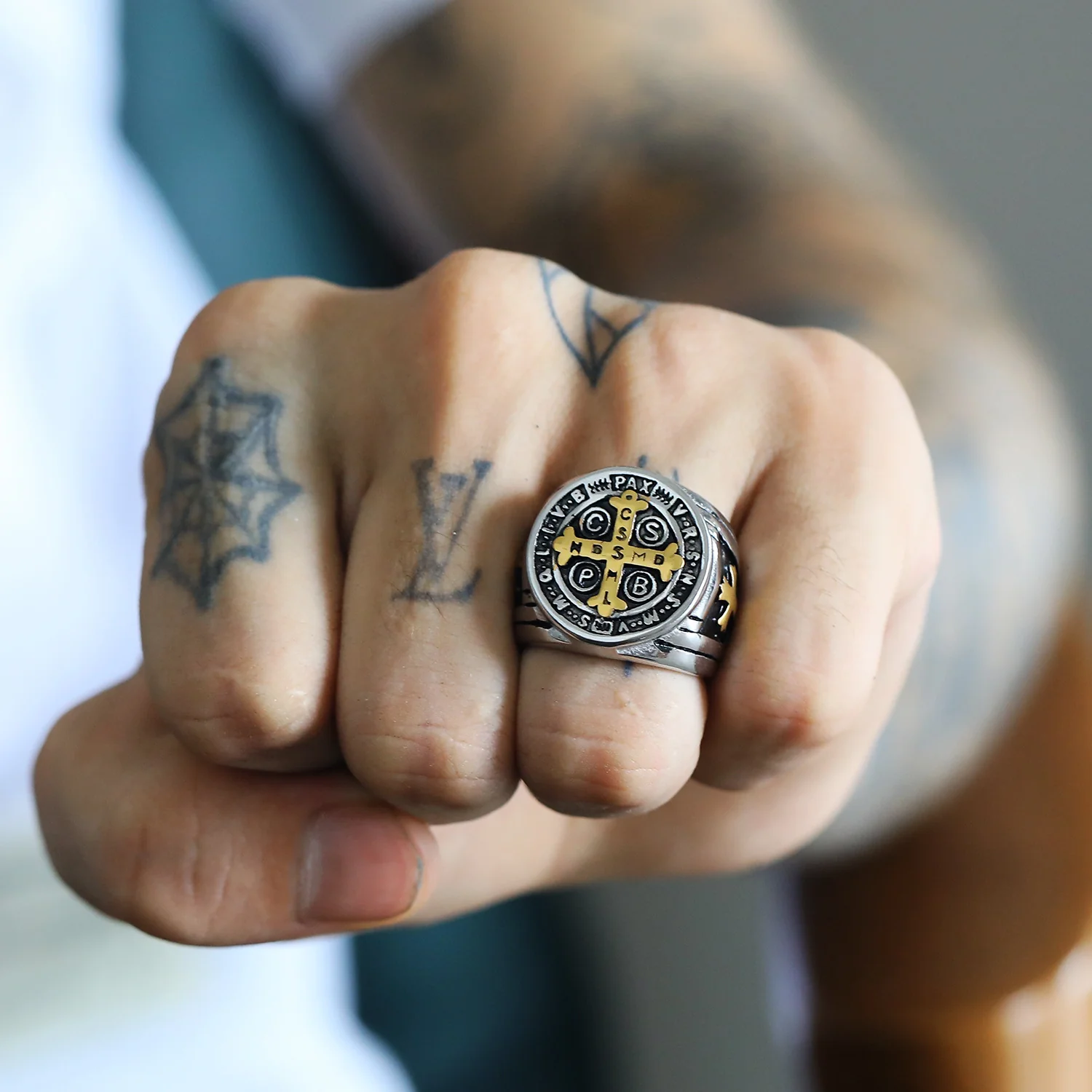 Saint Benedict Cross & Inscriptions Ring Amen Artisan - Image 9