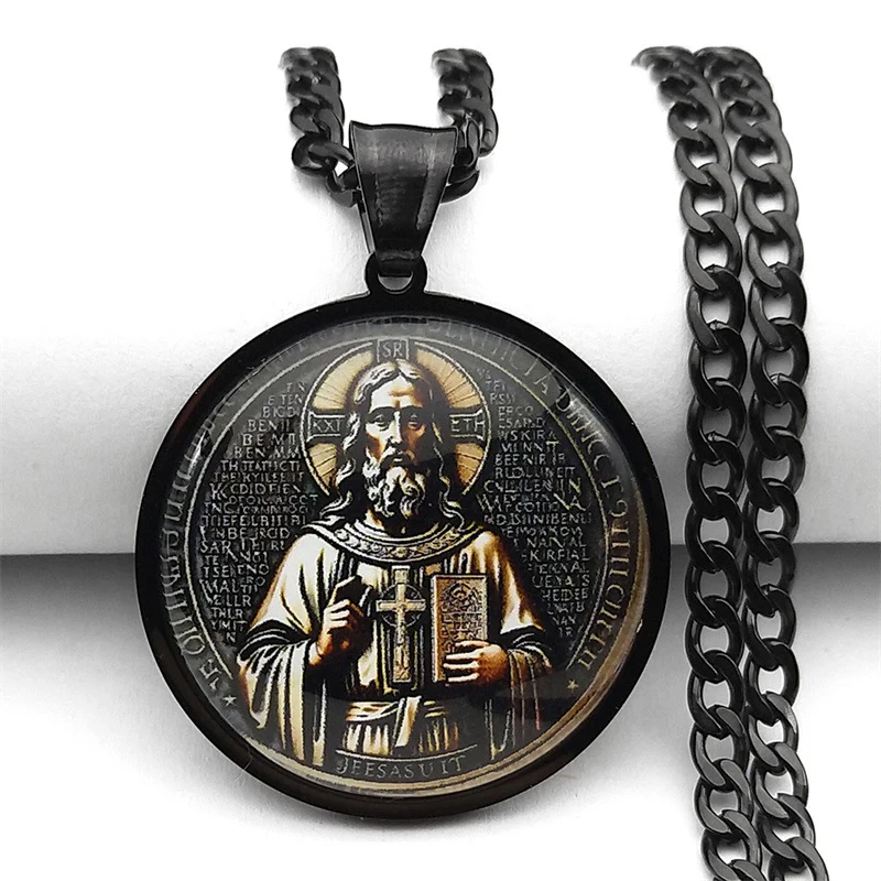 Gold Edge Saint Benedict Image Pendant Amen Artisan - Image 4