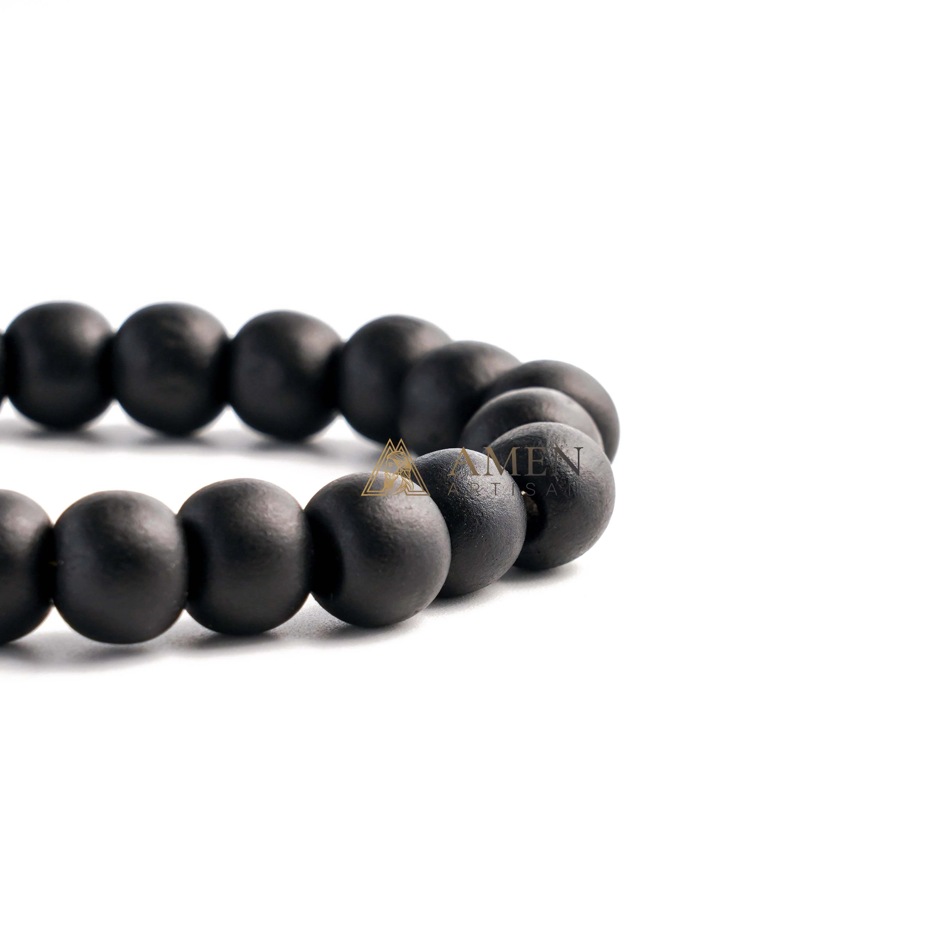 Black Wood Beads Brass Saint Benedict Medal Adjustment Bracelet Amen Artisan - Image 7