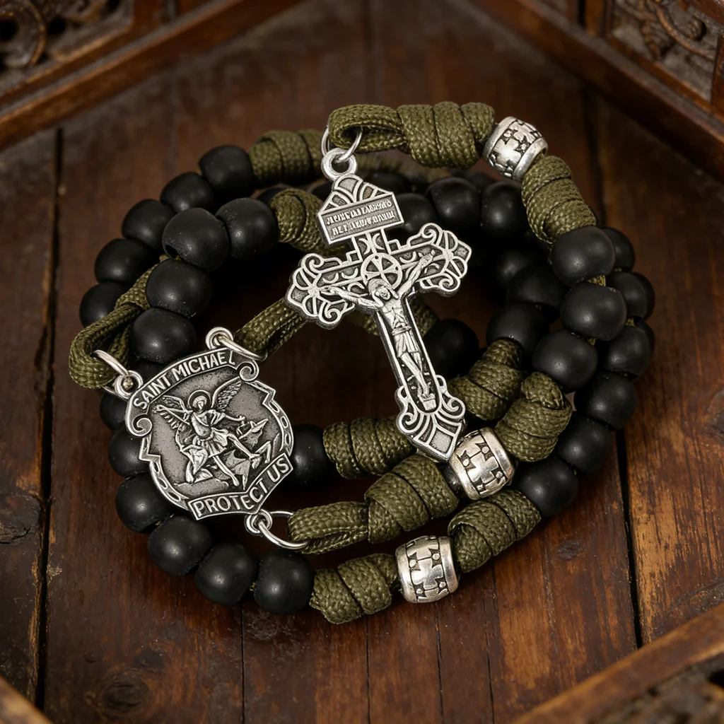 【Deal Today】St. Michael Combat Rosary Paracord Bracelet – Faith & Valor Amen Artisan - Image 11