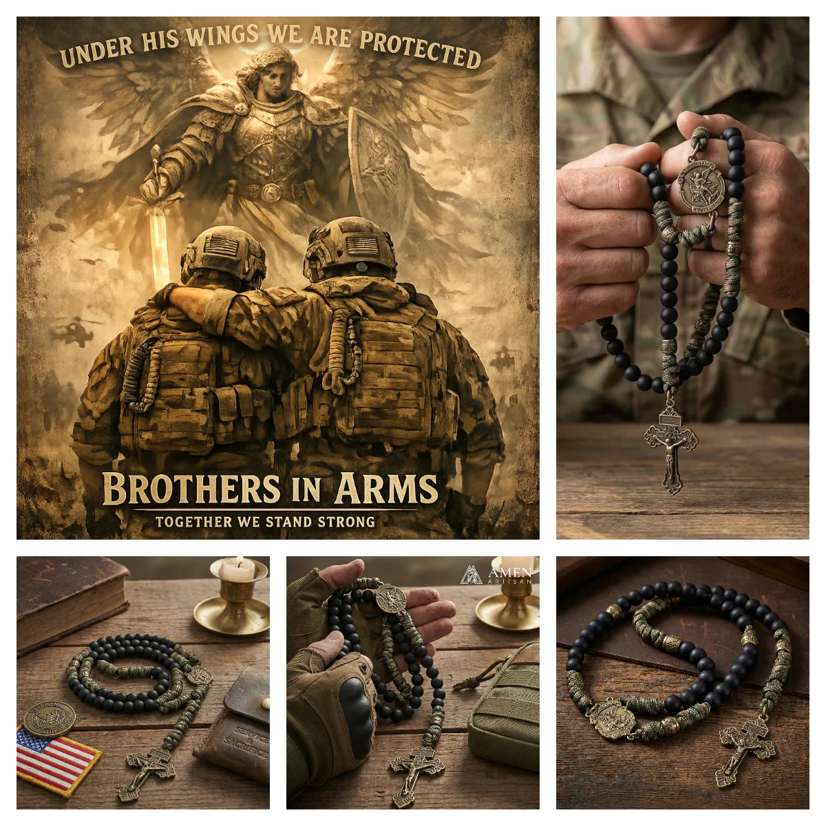 【Deal Today】St. Michael Combat Rosary Paracord Bracelet – Faith & Valor Amen Artisan - Image 14