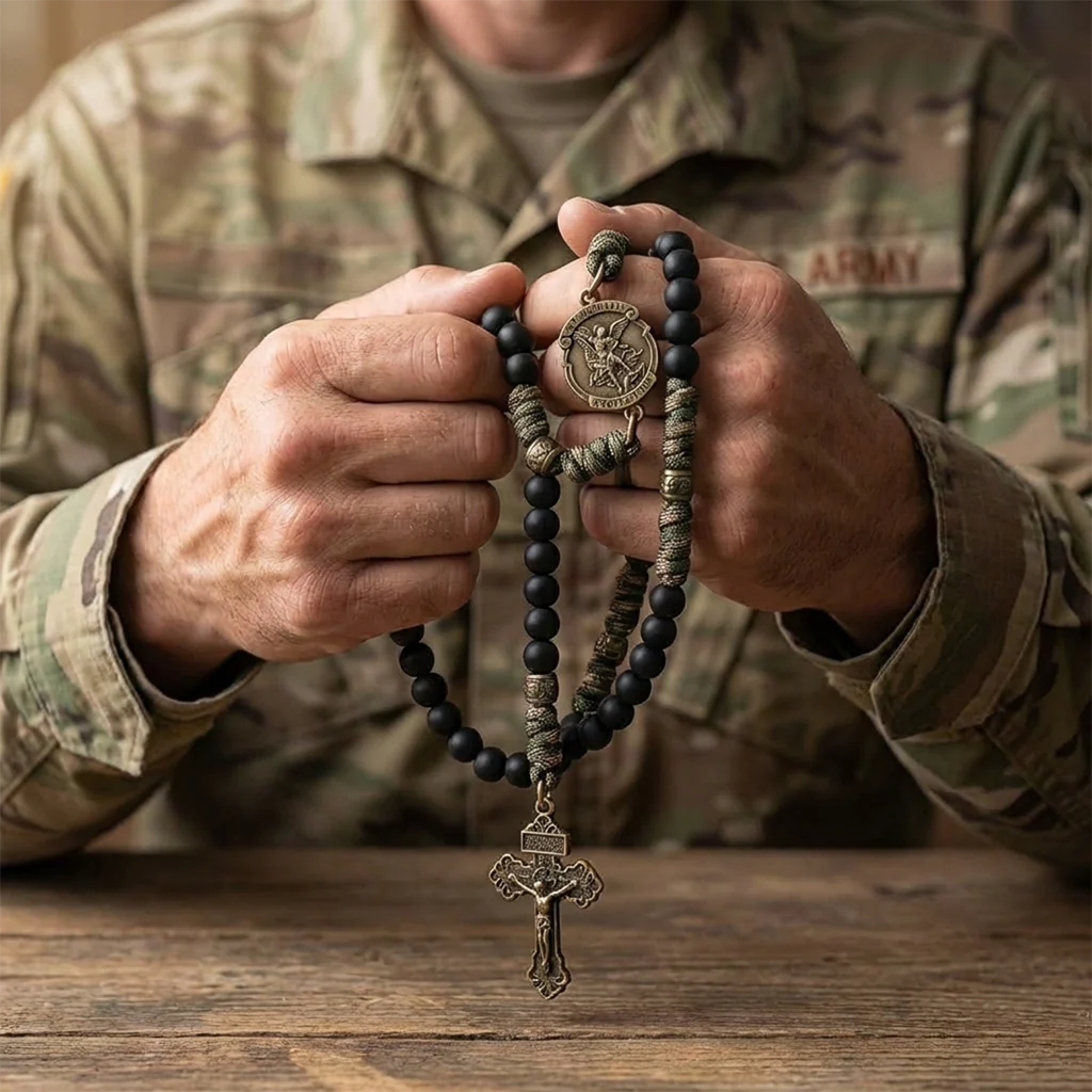 【Deal Today】St. Michael Combat Rosary Paracord Bracelet – Faith & Valor Amen Artisan - Image 4