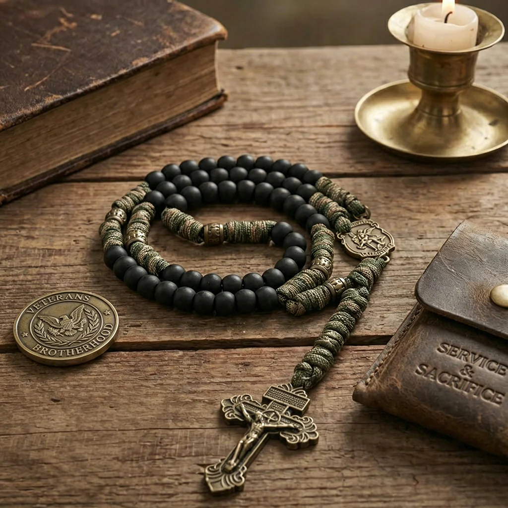 【Deal Today】St. Michael Combat Rosary Paracord Bracelet – Faith & Valor Amen Artisan - Image 5