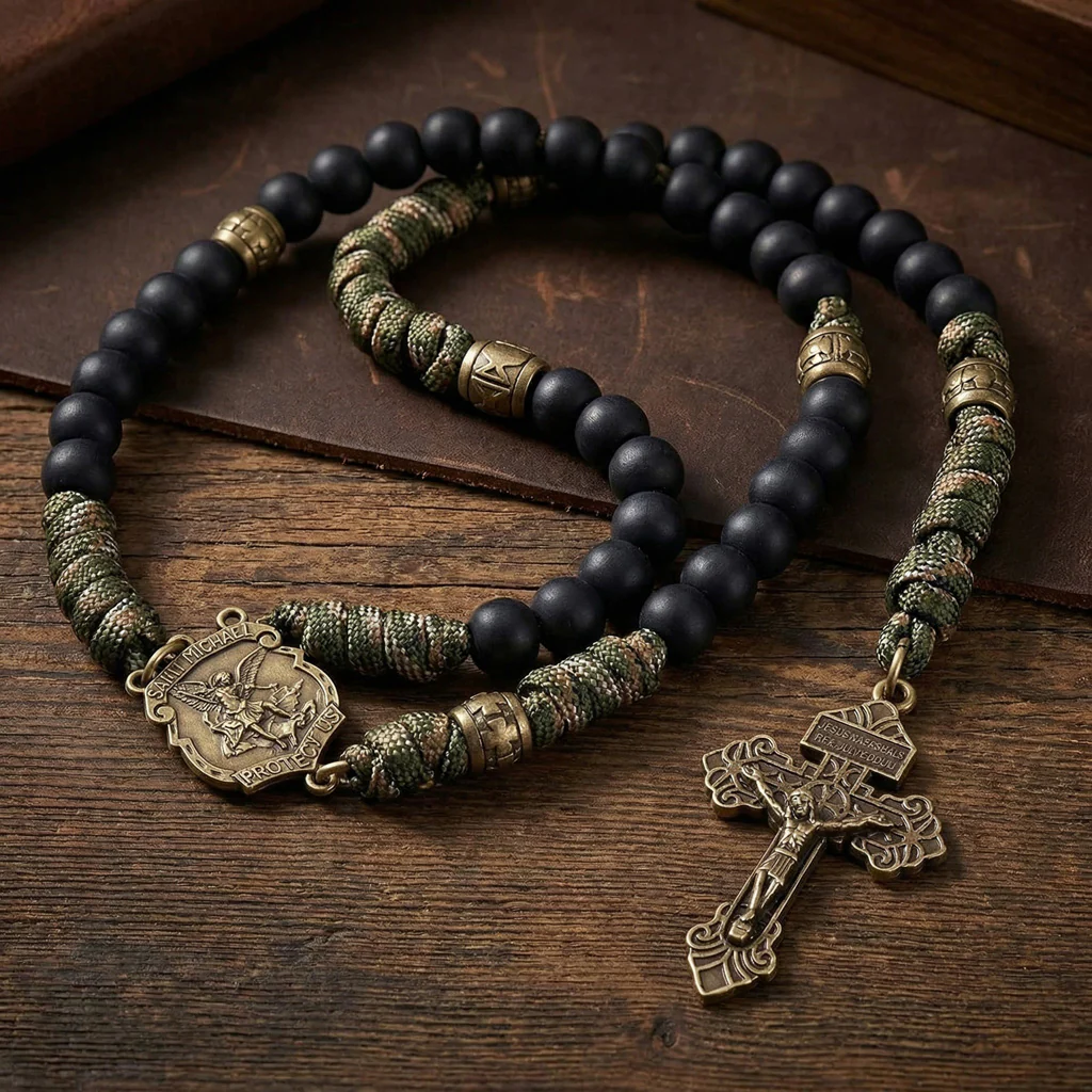 【Deal Today】St. Michael Combat Rosary Paracord Bracelet – Faith & Valor Amen Artisan - Image 7