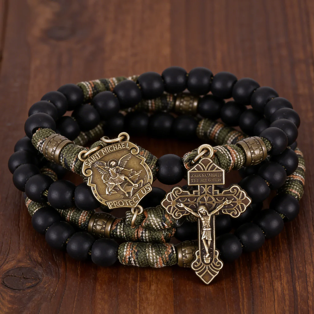 【Deal Today】St. Michael Combat Rosary Paracord Bracelet – Faith & Valor Amen Artisan - Image 9