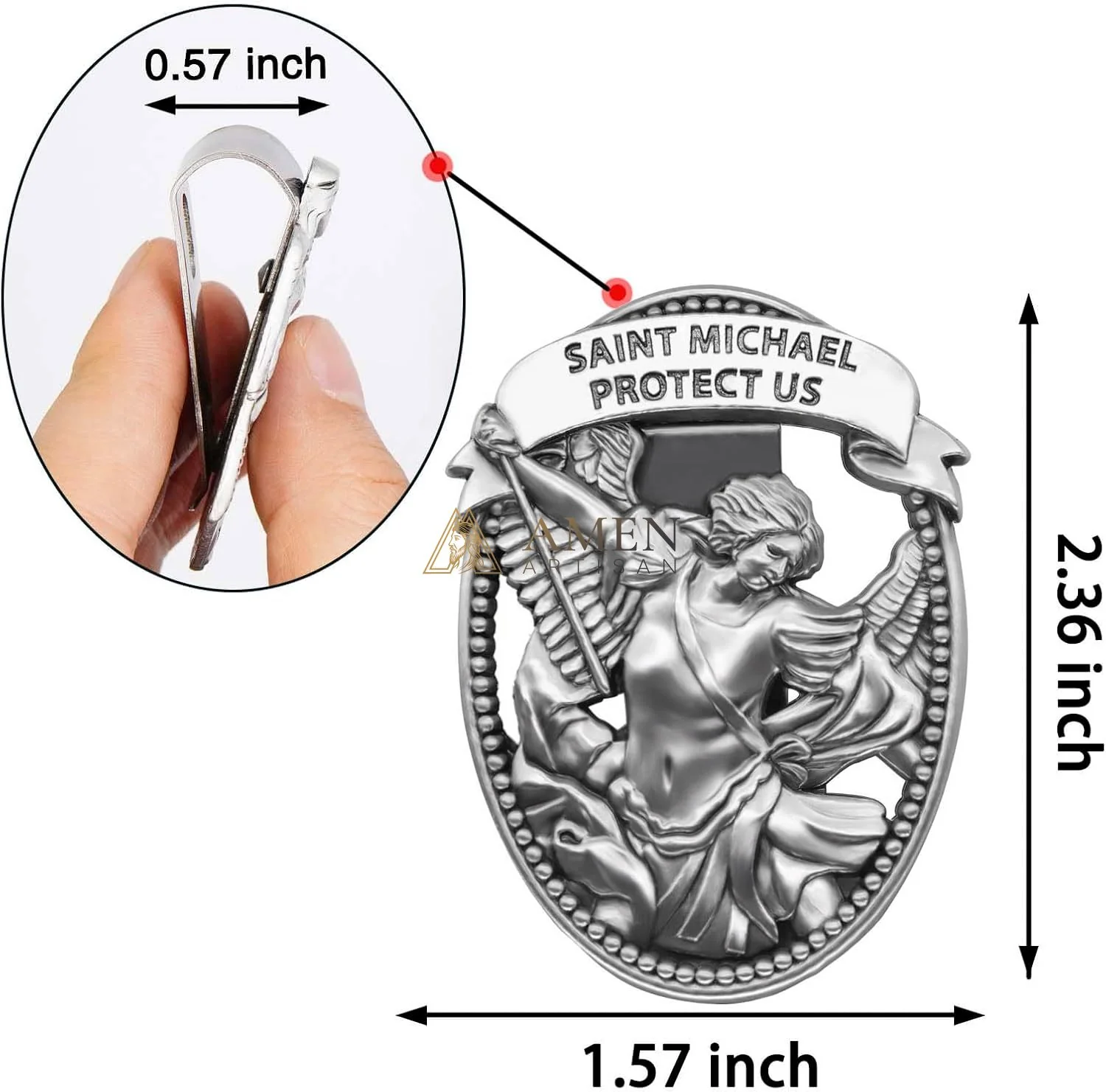 St Michael Medal Car Clip - Image 6