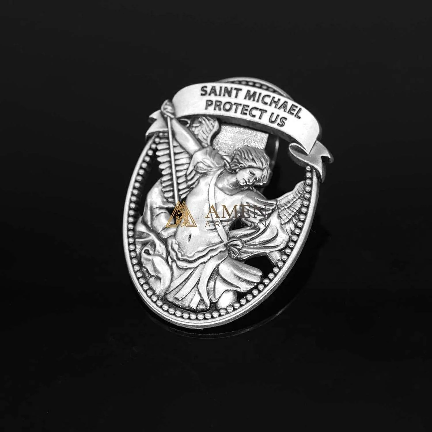 St Michael Medal Car Clip Amen Artisan - Image 9