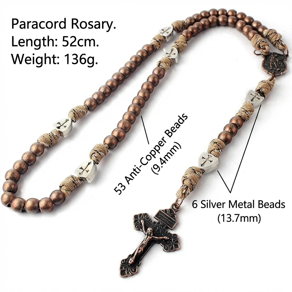 【Deal Today】St. Michael the Archangel Bronze Paracord Wrapped Rosary Bracelet – Faith & Protection Amen Artisan - Image 7