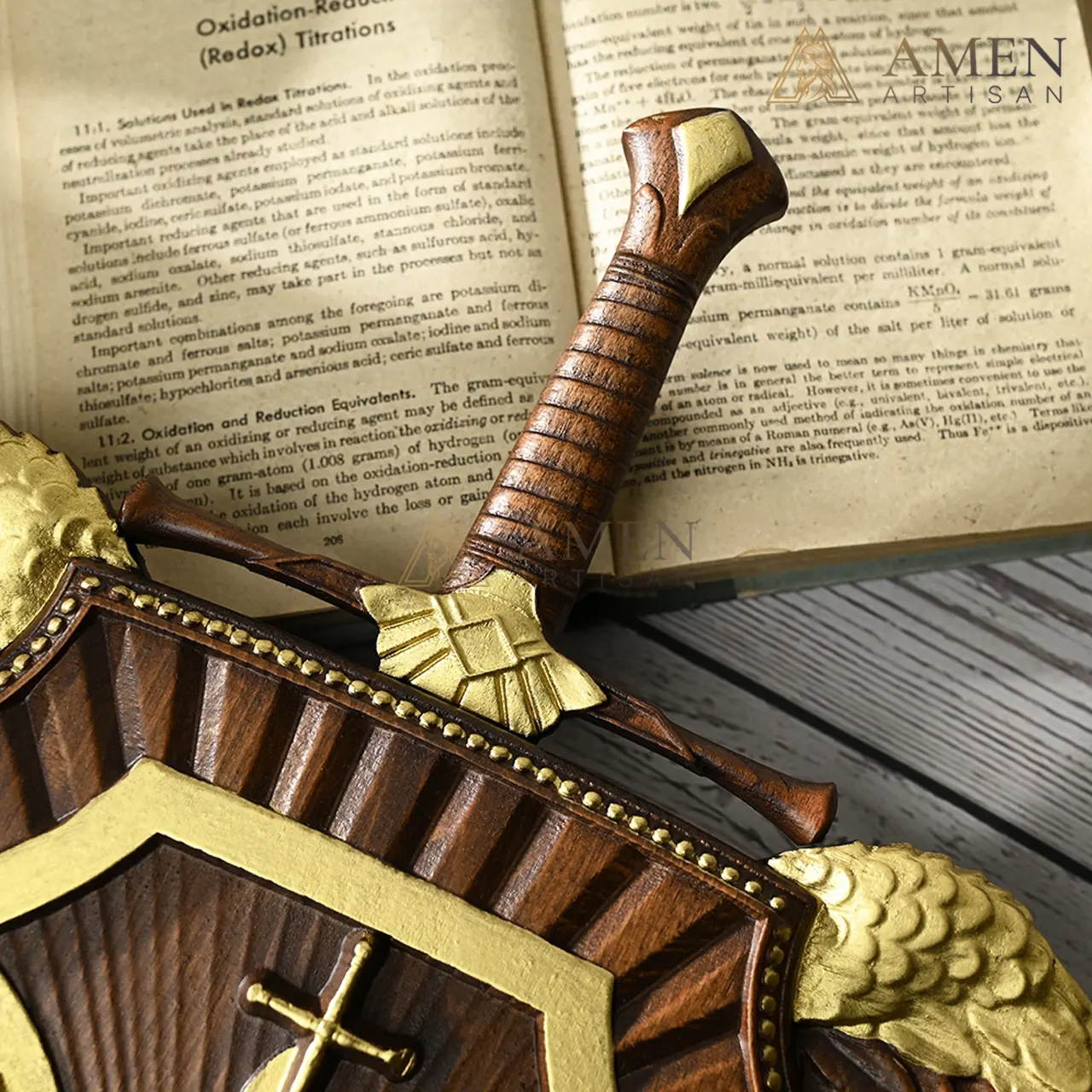 St Michael Wood Carving Amen Artisan - Image 4