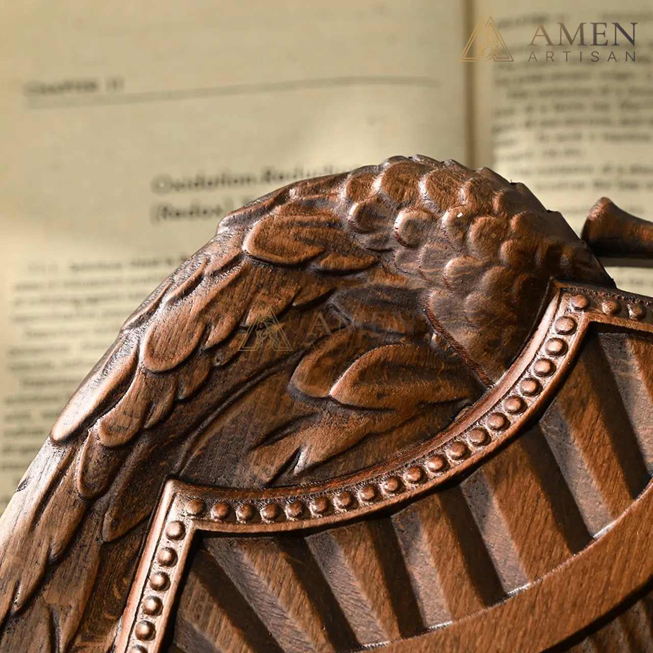 St Michael Wood Carving Amen Artisan - Image 7