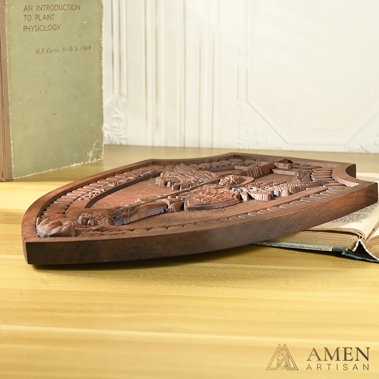 St Michael Wood Carving Amen Artisan - Image 9
