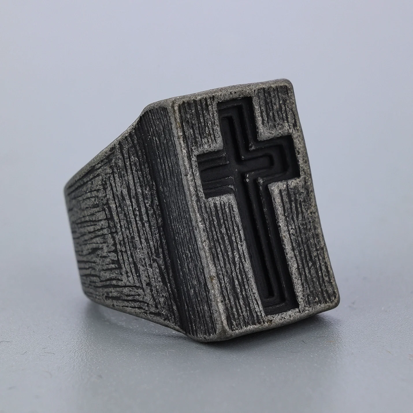 Antiqued Cross Signet Ring Surgical-grade 316L Stainless Steel Amen Artisan - Image 4