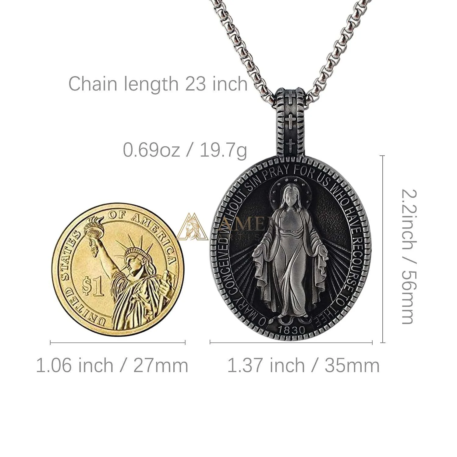 Virgin Mary Titanium Stee Pendent - Image 9