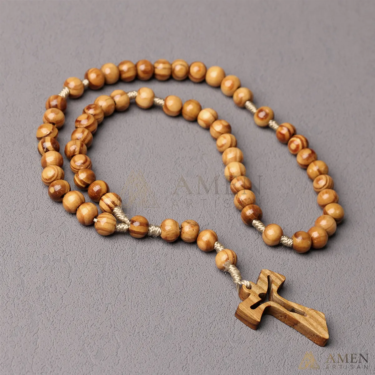 Natural Wooden Rosary Amen Artisan - Image 3
