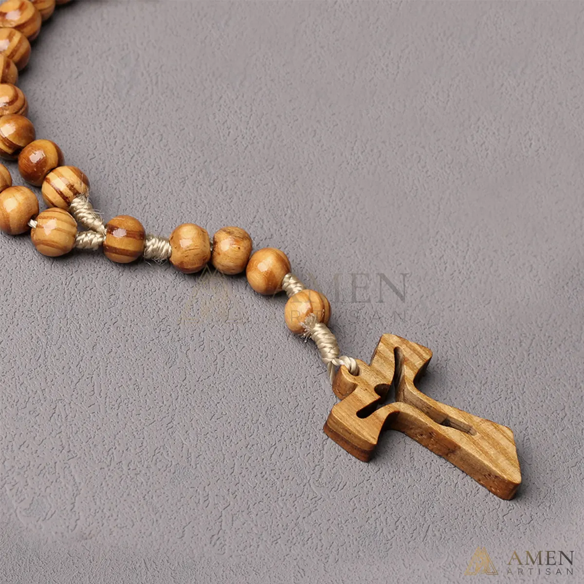 Natural Wooden Rosary Amen Artisan - Image 4