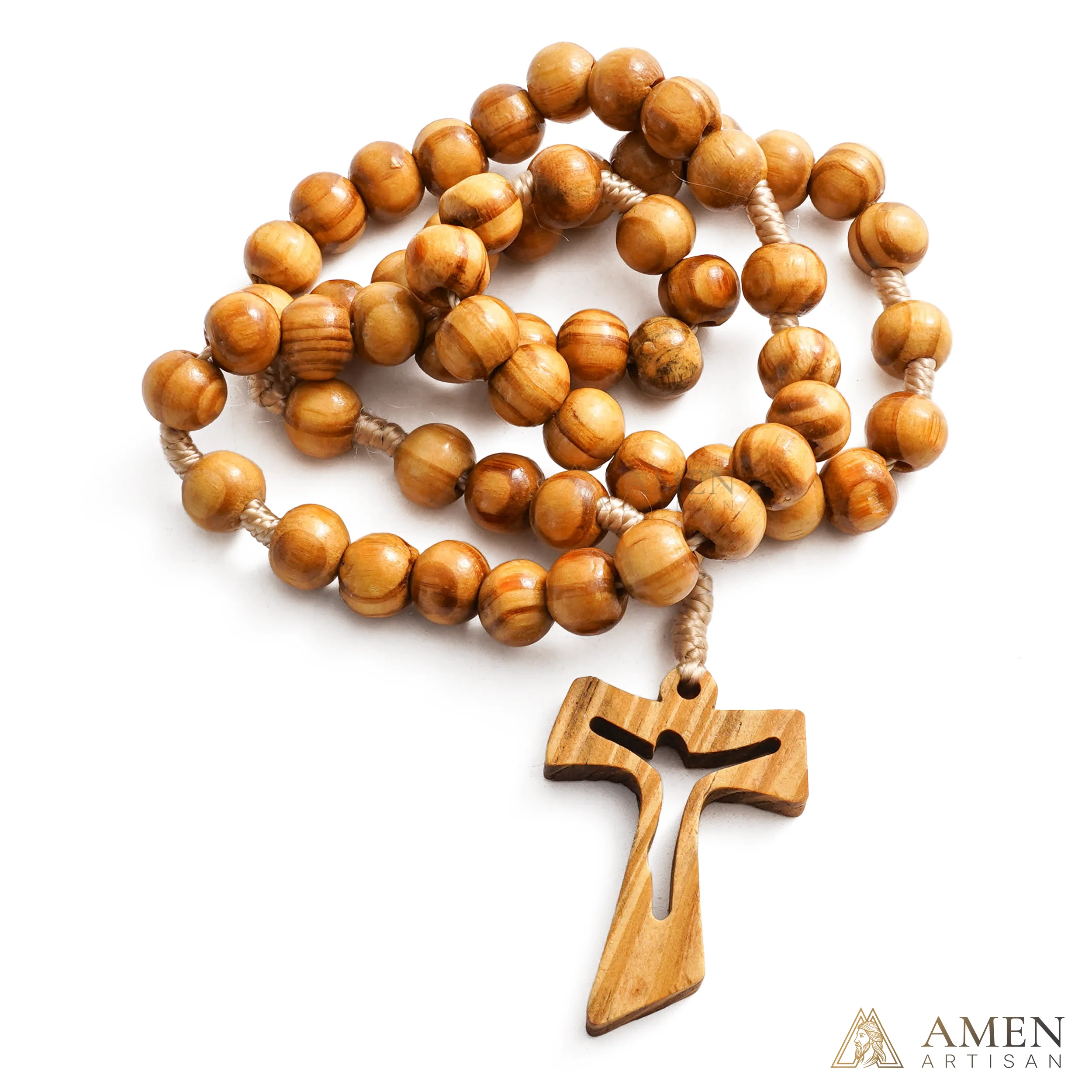 Natural Wooden Rosary Amen Artisan - Image 8